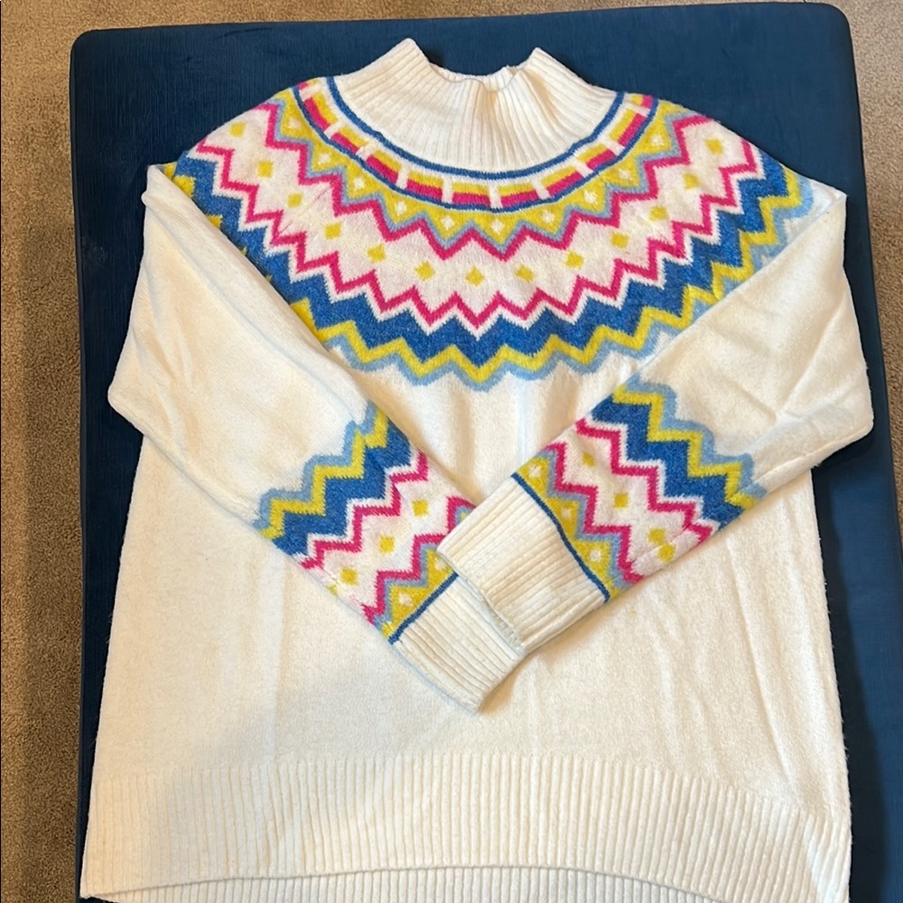 Colorful oversized Chevron Pattern Women's Sweater by Vince Camuto, size M